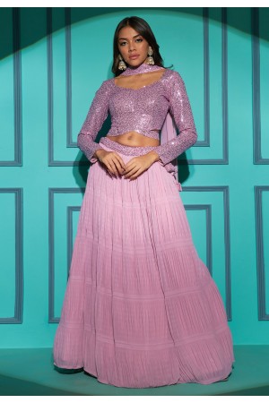 Georgette a line lehenga choli in Pink colour 7109