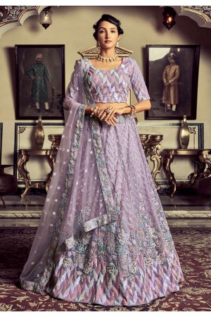 Georgette circular lehenga choli in Lavender colour 51007