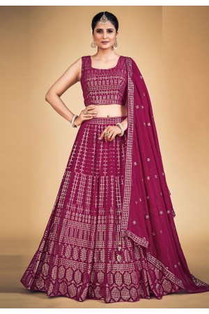 Georgette circular lehenga choli in Magenta colour 1705