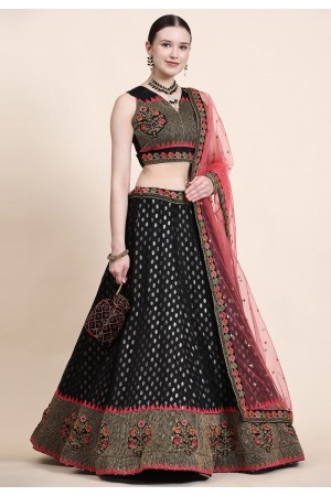 Net a line lehenga choli in Black colour 5021