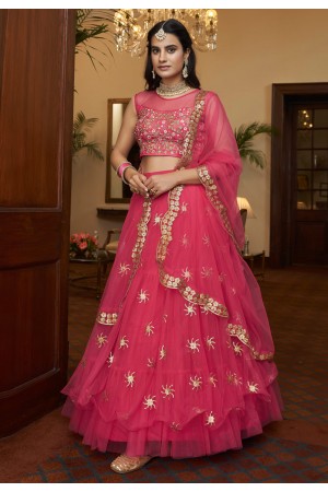 Net circular lehenga choli in Pink colour 4204