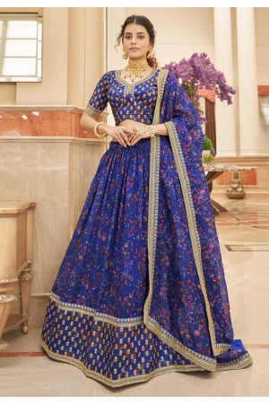 Organza floral lehenga choli in Blue colour 7421