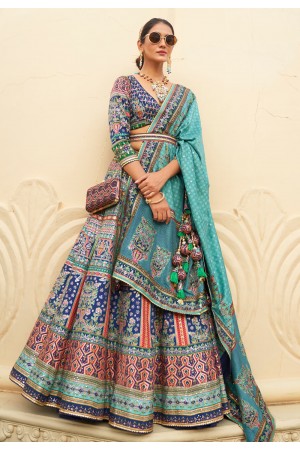 Silk circular lehenga choli in Navy blue colour 10RL