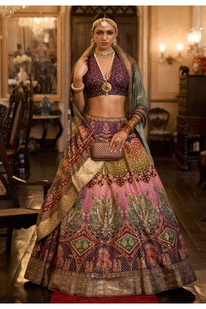 Silk circular lehenga choli in Purple colour 1153