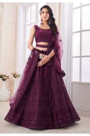 Soft net a line lehenga choli in Purple colour 74004