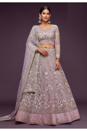 Soft net circular lehenga choli in Lavender colour 7903