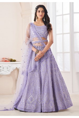 Soft net circular lehenga choli in Light purple colour 73006