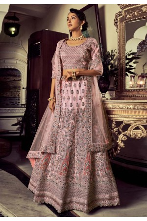 Soft net circular lehenga choli in Pink colour 51006