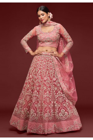 Soft net circular lehenga choli in Pink colour 7901