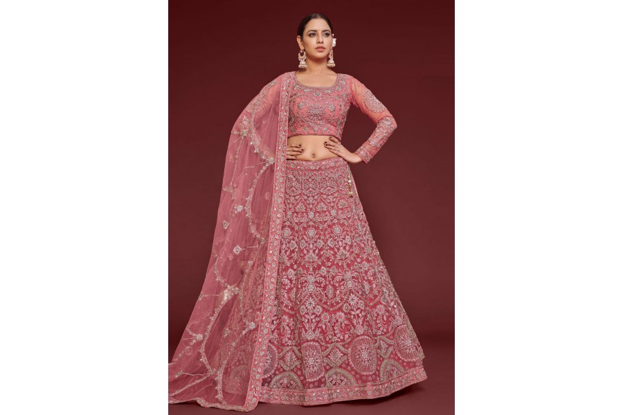 Trendy Pink Soft Net Traditional Wear Heavy Lehenga Choli Collection With Pink Soft Net