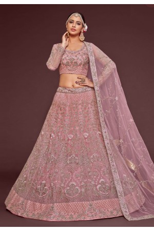 Soft net circular lehenga choli in Pink colour 7909