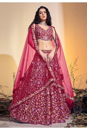 Soft net readymade circular lehenga choli in Magenta colour 62001