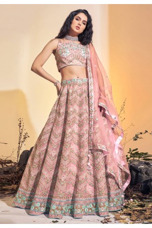 Soft net readymade circular lehenga choli in Pink colour 62004