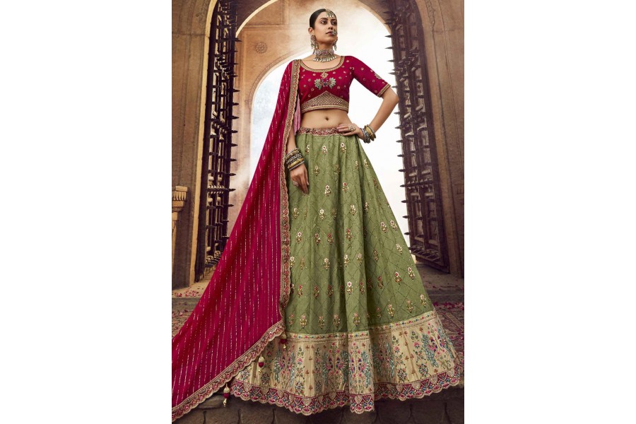 Mehendi Viscose Lehenga Choli