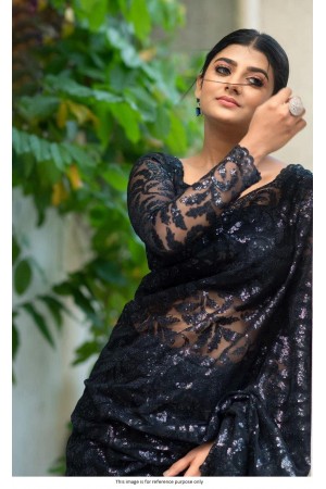 Kollywood Model Gabriella Black net sequins designer saree