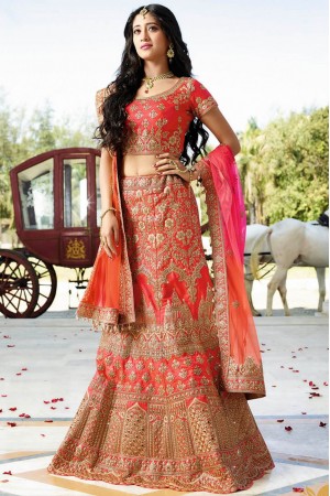 Pink color silk wedding lehenga choli