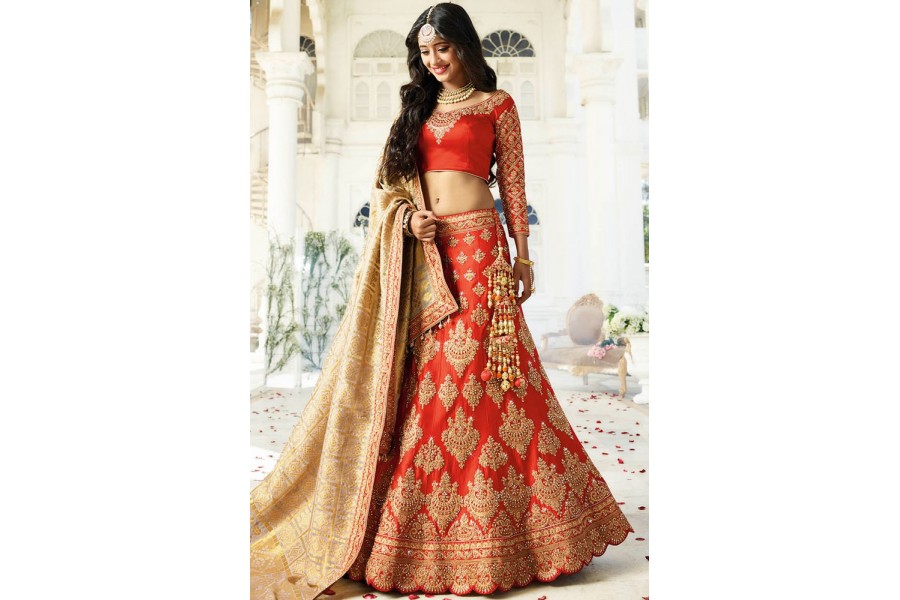 indian bridal lehenga red colour