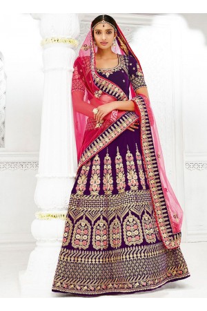 Purple color silk wedding lehenga choli 1306