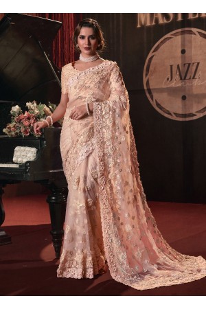 Net sequence Saree in Peach colour 6801