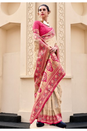 Beige banarasi silk saree 860007