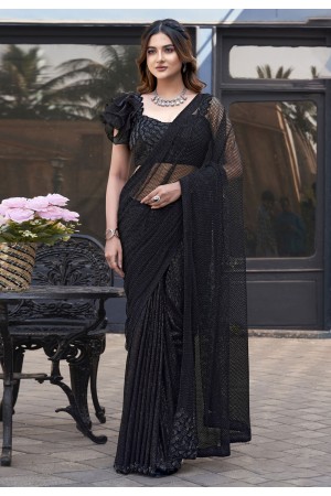 Black net sequence saree ACZ5105