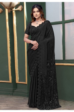 Black net sequence saree ACZ5107