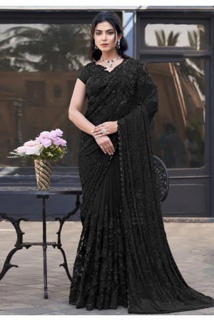 Black net sequence saree ACZ5113