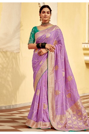 Lavender silk saree with blouse 1507