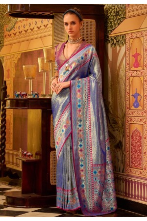 Lavender tissue silk saree with blouse 231