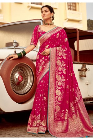 Magenta silk saree with blouse 1502