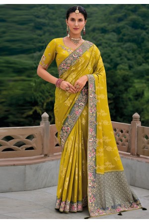 Mustard silk saree with blouse 7301