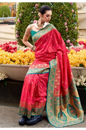 Pink banarasi silk saree 860005
