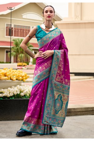 Purple banarasi silk saree 860001
