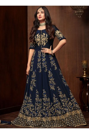 Bollywood Sonal Chauhan Blue georgette wedding anarkali