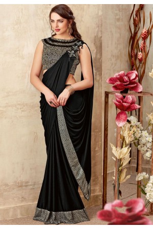 Black color designer party wear saree