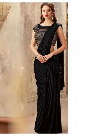 Black designer party wear saree