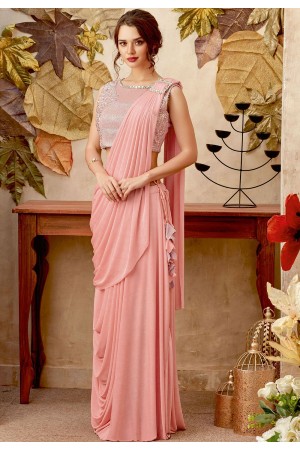 Light rose designer party wear saree
