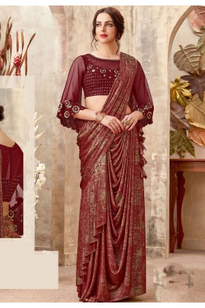 Rustic color designer party wear saree