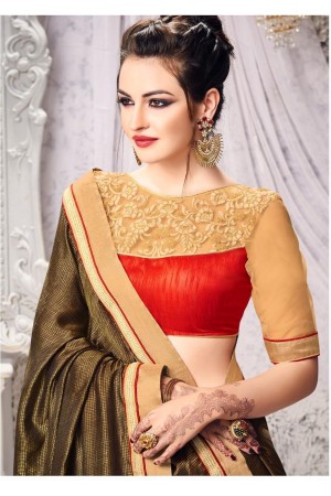 Party-wear-Golden-Brown-color-saree