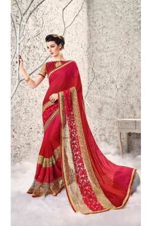 Party-wear-Maroon-Red-color-saree