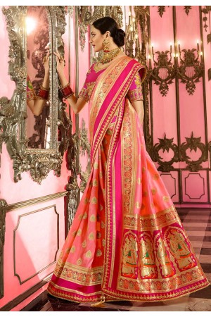 Light pink Indian Wedding Silk saree