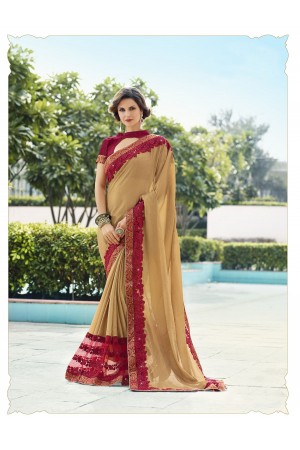 Beige Art Silk party wear saree 60547