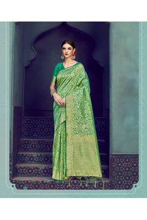 Green Banarasi Silk party wear saree 55430