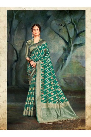 Green Banarasi Silk party wear saree 55511