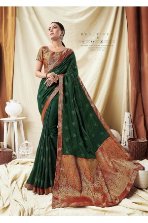 Green Vichitra Silk party wear saree 59099