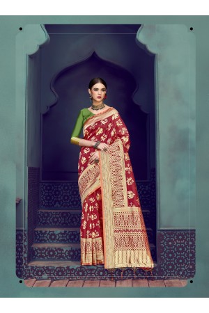 Maroon Banarasi Silk party wear saree 55434