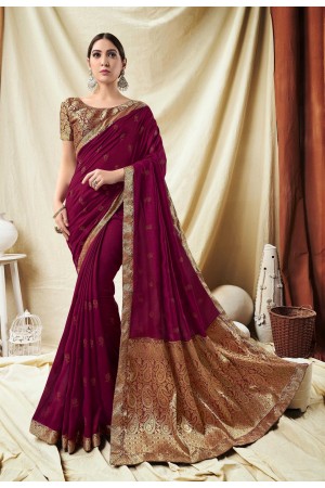 Maroon Vichitra Silk party wear saree 59091