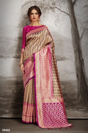 beige Kanjeevaram Silk party wear saree 59465