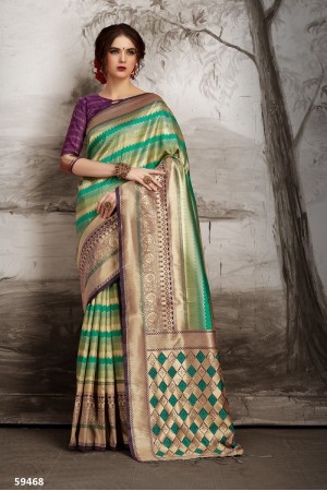 green Kanjeevaram Silk party wear saree 59468