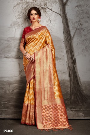 yellow Kanjeevaram Silk party wear saree 59466